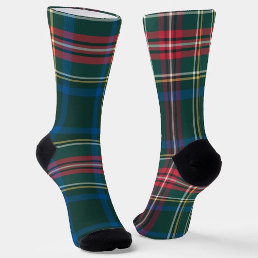 Classic Holiday Tartan Plaid Feestelijke Kerst Sokken (Gebogen)