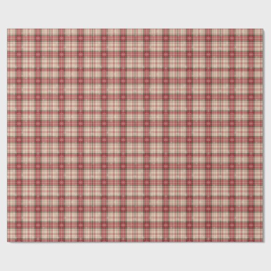 Classic Holiday Tartan Wrapping Paper with Snow Cadeaupapier (Vlak)