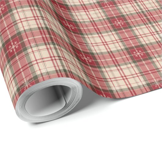 Classic Holiday Tartan Wrapping Paper with Snow Cadeaupapier (Rol Hoek)