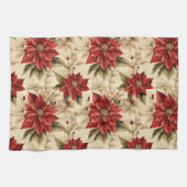 Classic Holiday Tea Towel Rustic Red Floral Style Theedoek (Horizontaal)