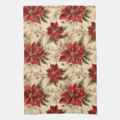 Classic Holiday Tea Towel Rustic Red Floral Style Theedoek (Verticaal)