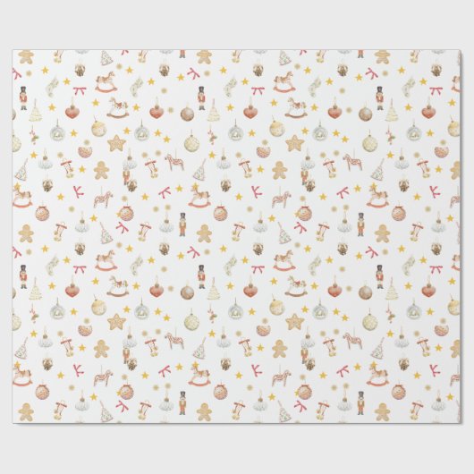 Classic Holiday Toy and Ornament Christmas Cadeaupapier (Vlak)