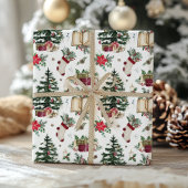 Classic Holiday Tree and Presents Cadeaupapier