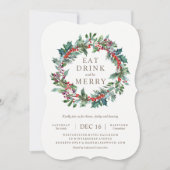 Classic Holiday Wreath Party uitnodiging (Voorkant)