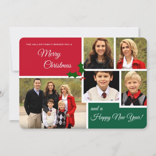 Classic Holly 5 Foto Vakantie Kaart (Voorkant)