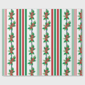 Classic Holly and Stripes Cadeaupapier (Vlak)