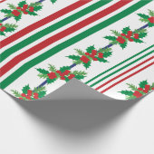 Classic Holly and Stripes Cadeaupapier (Hoek)