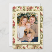 Classic Holly Berries Foto Kerst Feestdagenkaart (Voorkant)