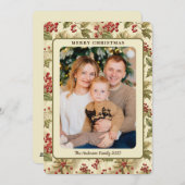 Classic Holly Berries Foto Kerst Feestdagenkaart (Voorkant / Achterkant)