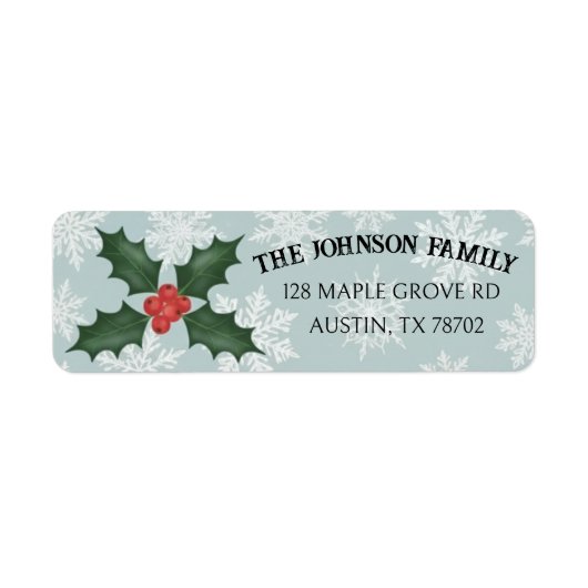 Classic Holly & Berries Snowflake Label (Voorkant)