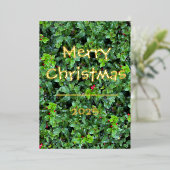 Classic Holly Berry Greenery Red Berries Card Folie Feestdagenkaart (Staand Voorkant)
