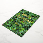 Classic Holly Berry Greenery Red Berries Card Folie Feestdagenkaart (Gedraaid)