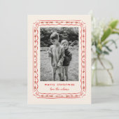 Classic Holly Painted Frame Photo Feestdagenkaart (Staand voorkant)