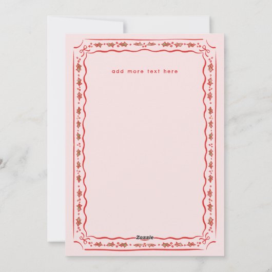 Classic Holly Painted Frame Pink Red Photo Feestdagenkaart (Achterkant)