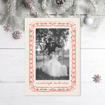 Classic Holly Painted Frame Wedding Photo Feestdagenkaart<br><div class="desc">Original illustrated holly leaves,  berries and wavy ribbon border around a portrait photo,  hand drawn by Becky Nimoy. Add a photo on the back or a message.</div>