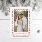 Classic Holly Painted Frame Wedding Photo Feestdagenkaart