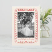 Classic Holly Painted Frame Wedding Photo Feestdagenkaart (Staand voorkant)