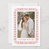 Classic Holly Painted Frame Wedding Photo Feestdagenkaart (Voorkant)