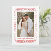 Classic Holly Painted Frame Wedding Photo Feestdagenkaart (Staand voorkant)