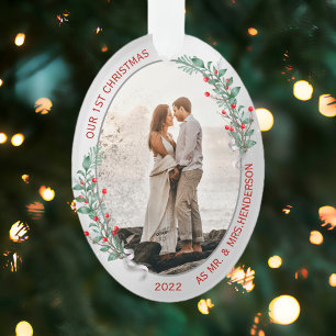 Classic Holly Pine Silver Lijst Foto Passen getrou Ornament