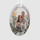 Classic Holly Pine Silver Lijst Foto Passen getrou Ornament (voorkant)