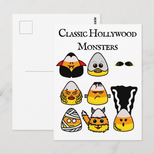 Classic Hollywood Monsters Candy Corn Briefkaart (Voorkant / Achterkant)