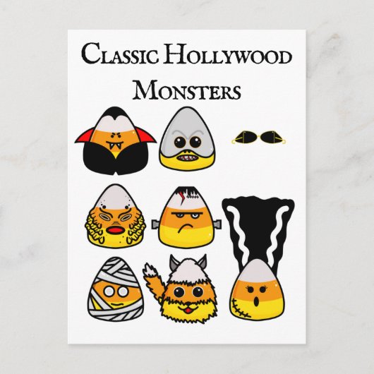 Classic Hollywood Monsters Candy Corn Briefkaart (Voorkant)