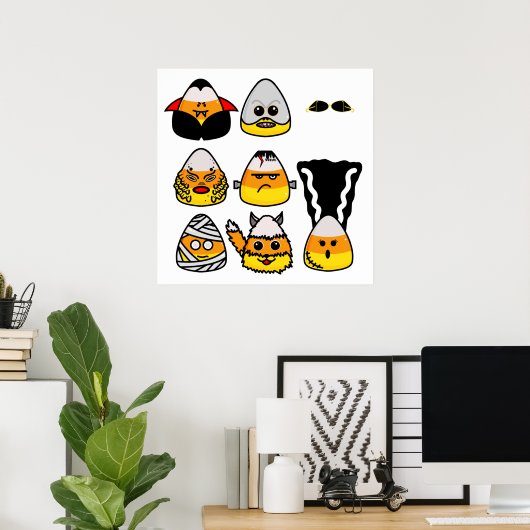 Classic Hollywood Monsters Candy Corn Poster (Thuiskantoor)