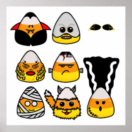 Classic Hollywood Monsters Candy Corn Poster