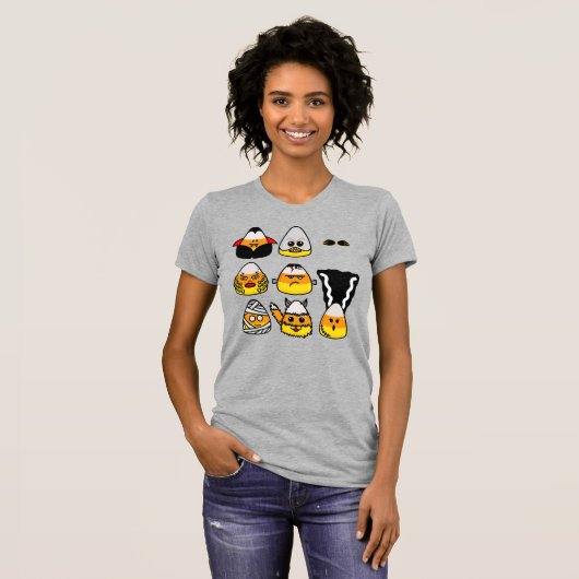 Classic Hollywood Monsters Candy Corn T-Shirt (Voorkant volledig)
