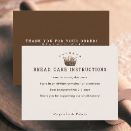 Classic Homemade Bakery Bread Care Instructions Bedankkaart
