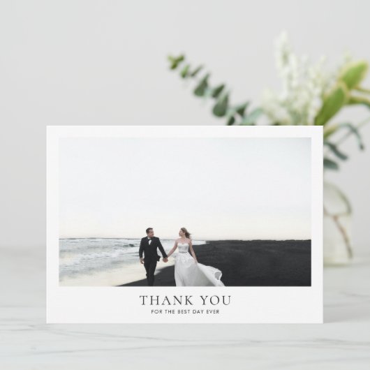 Classic Horizontal Romantic Photo Wedding Bedankkaart (Staand voorkant)