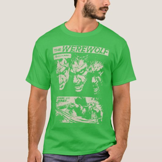 Classic Horror Movie Monster Horror Comic Werewolf T-shirt (Voorkant)