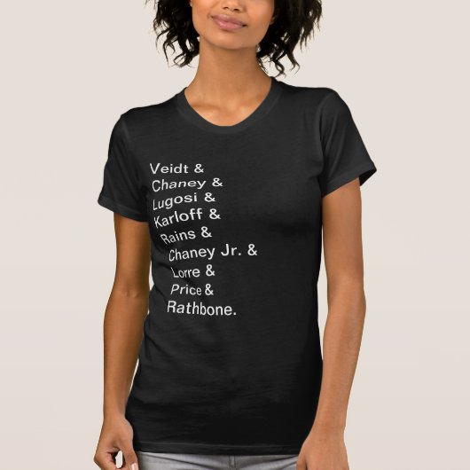 Classic Horror Movie Names T-shirt (Voorkant)