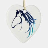 Classic Horse Head Logo in Blues Keramisch Ornament (Rechts)