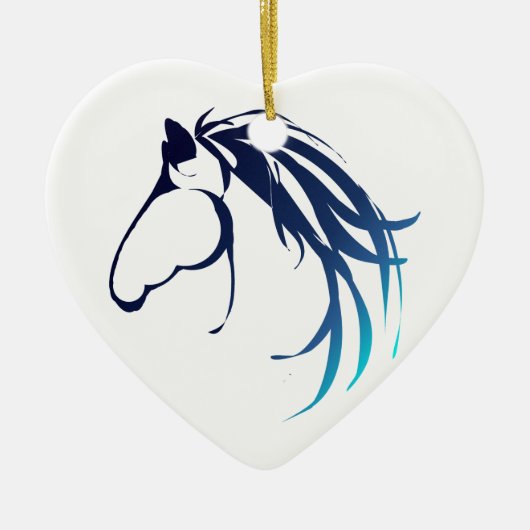 Classic Horse Head Logo in Blues Keramisch Ornament (Voorkant)
