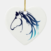 Classic Horse Head Logo in Blues Keramisch Ornament (Achterkant)