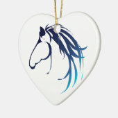 Classic Horse Head Logo in Blues Keramisch Ornament (Links)