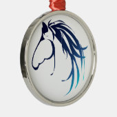 Classic Horse Head Logo in Blues Metalen Ornament (Rechts)
