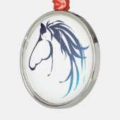 Classic Horse Head Logo in Blues Metalen Ornament (Links)