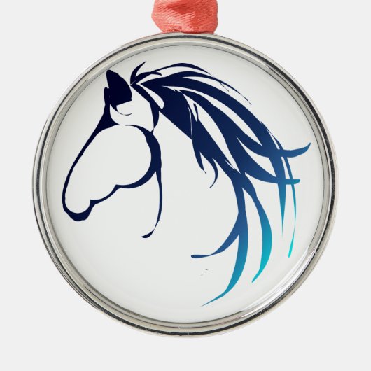 Classic Horse Head Logo in Blues Metalen Ornament (Voorkant)