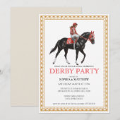 Classic Horse Racing Derby Party Invitation Kaart (Voorkant / Achterkant)