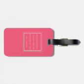 Classic Hot Pink en White Script-monogram Bagagelabel (Achterkant horizontaal)