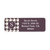 Classic Houndstooth Pattern Paarse Plum en Wit Etiket (Voorkant)