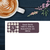 Classic Houndstooth Pattern Paarse Plum en Wit Etiket