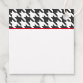 Classic Houndstooth Zwart Wit Rood Tijdloos Chique Bedankjes Labels (Achterkant)
