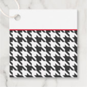 Classic Houndstooth Zwart Wit Rood Tijdloos Chique Bedankjes Labels (Voorkant)