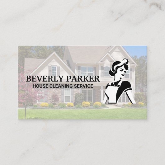 Classic House Maid Logo | buitenwijken Visitekaartje (Voorkant)