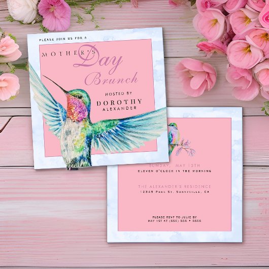 Classic Hummingbird Moederdag Brunch Uitnodiging