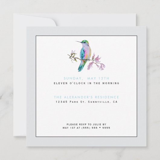 Classic Hummingbird Moederdag Brunch Uitnodiging (Achterkant)